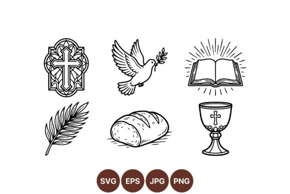 Christian Symbols Clipart Line Art Review: Faith in Stitch Form