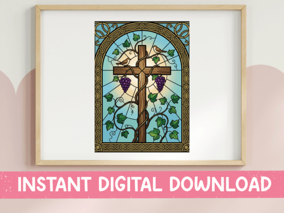 Cross and Grapevine Stained Glass Print Review
