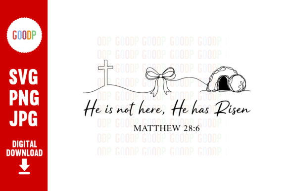 He is Risen Easter Cross Line Art for Real Projects