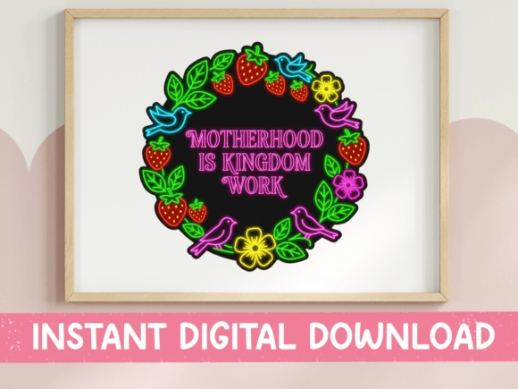 Motherhood Kingdom Neon SVG PNG: A Bold Design for Meaningful Embroidery Projects