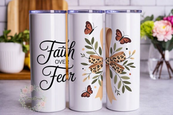 Review of Faith over Fear Ribbon Tumbler Wrap PNG