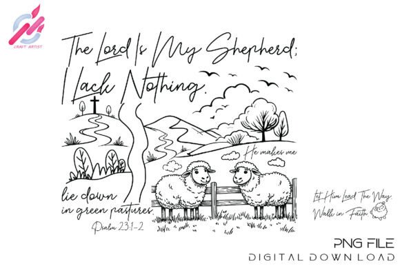 The Lord Is My Shepherd PNG Bible Verse